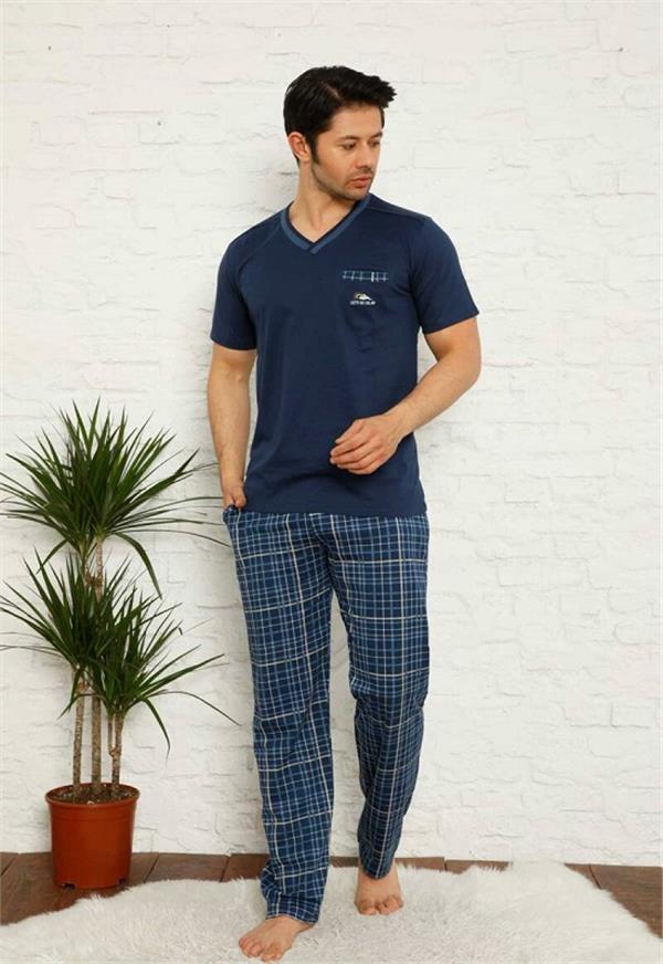 Kısa Kollu Ekoseli Pijama Takımı