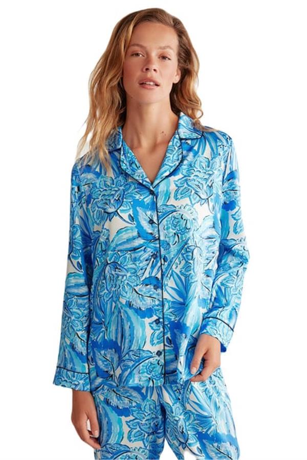 Mavi Uzun Kollu Pijama Takımı